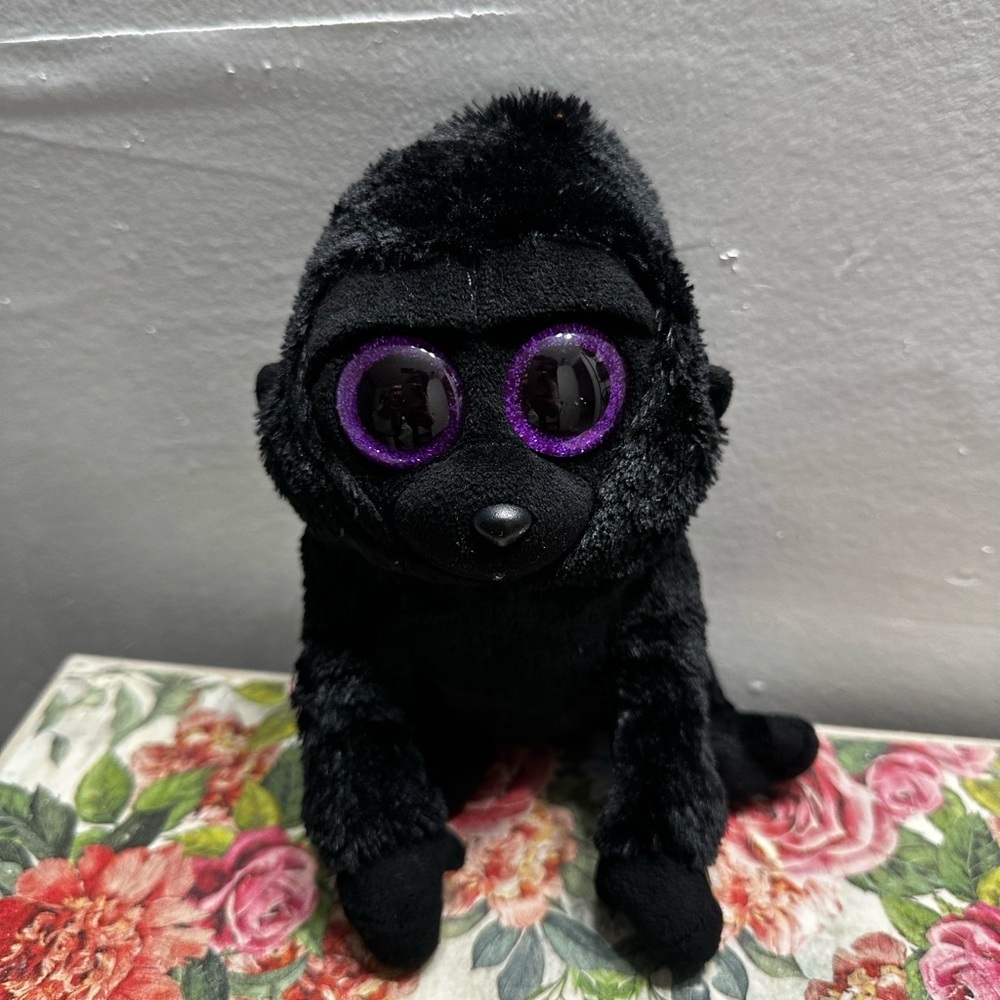 Ty Plush Gorilla Toy - Black and Purple